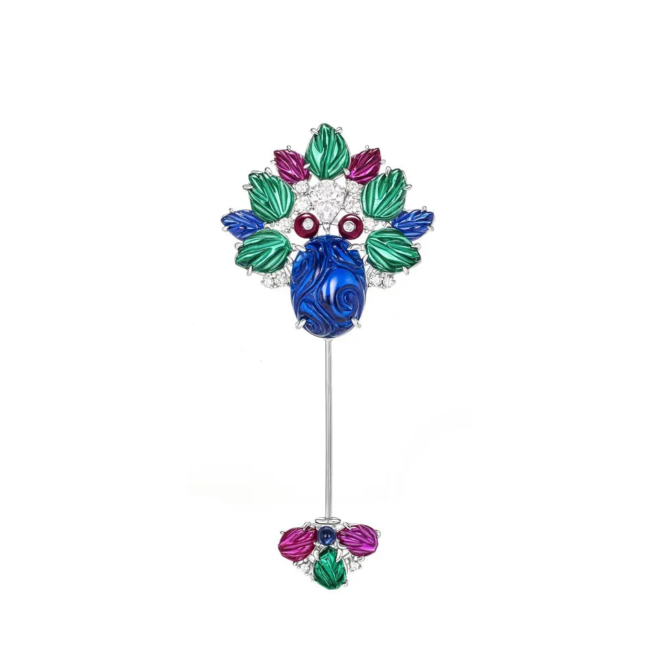 ZOCA Luxury 925 Sterling Silver Brooch for Women Engraved Gemstone Top Brand Unique Fashion Jewelry Accessory