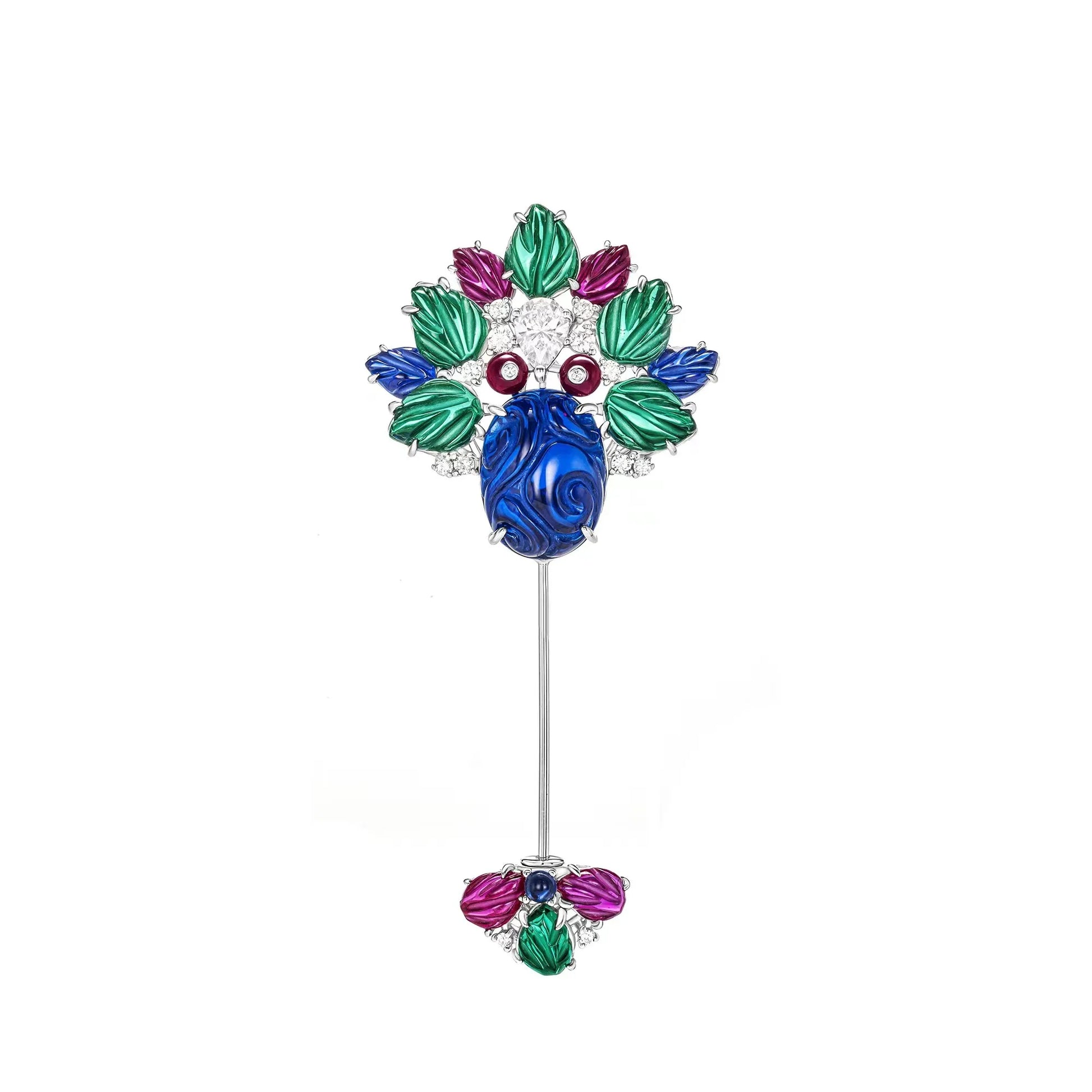 ZOCA Luxury 925 Sterling Silver Brooch for Women Engraved Gemstone Top Brand Unique Fashion Jewelry Accessory