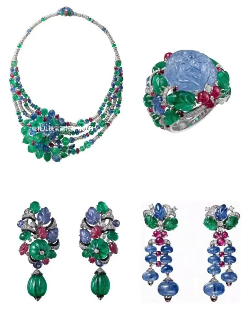 ZOCA Luxury 925 Sterling Silver Unique Design Colorful Engraved Gemstone Jewelry Set For Women Fine Jewelry