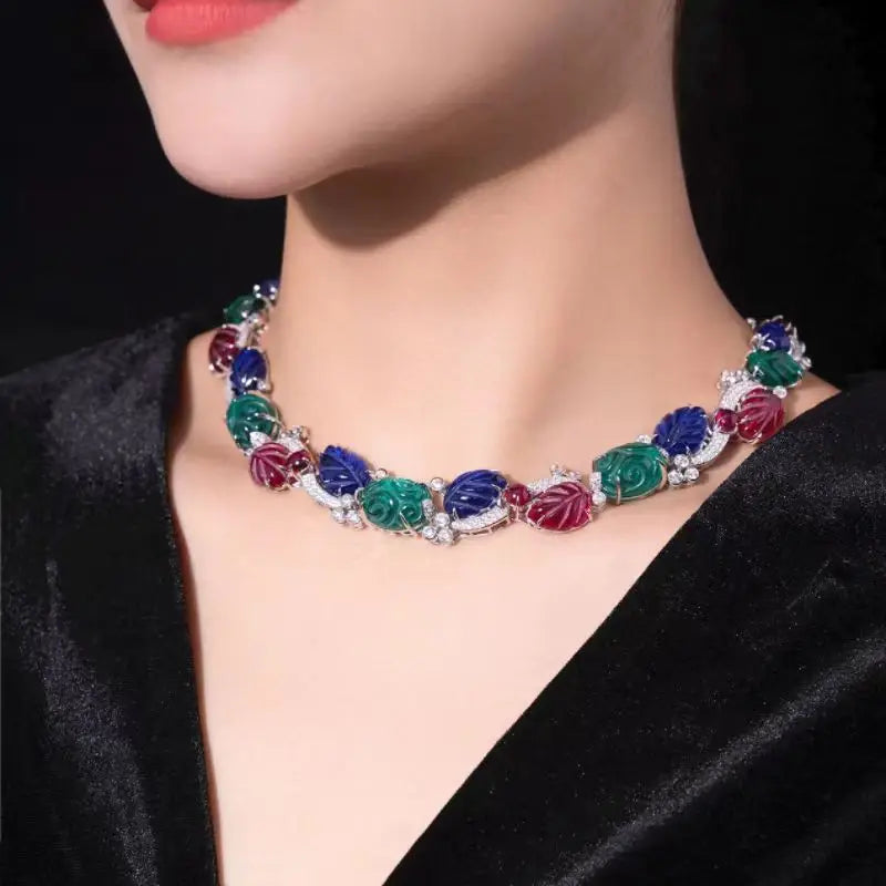 ZOCA New Arrival Top Quality High Carbon Fancy Color Diamond 925 Sterling Silver Luxury Necklace for Women