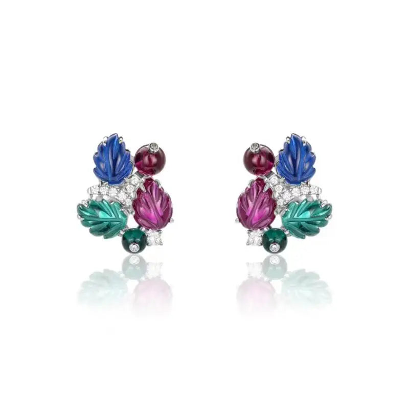 ZOCA Luxury 925 Sterling Silver Unique Design Colorful Engraved Gemstone Jewelry Set For Women Fine Jewelry