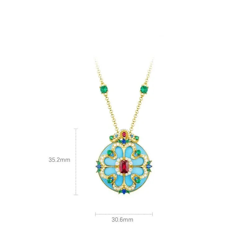 ZOCA Light Blue Cluster Flower Pendant Luxury Necklace 925 Sterling Silver Flower Charm Jewelry Exquisite Gift
