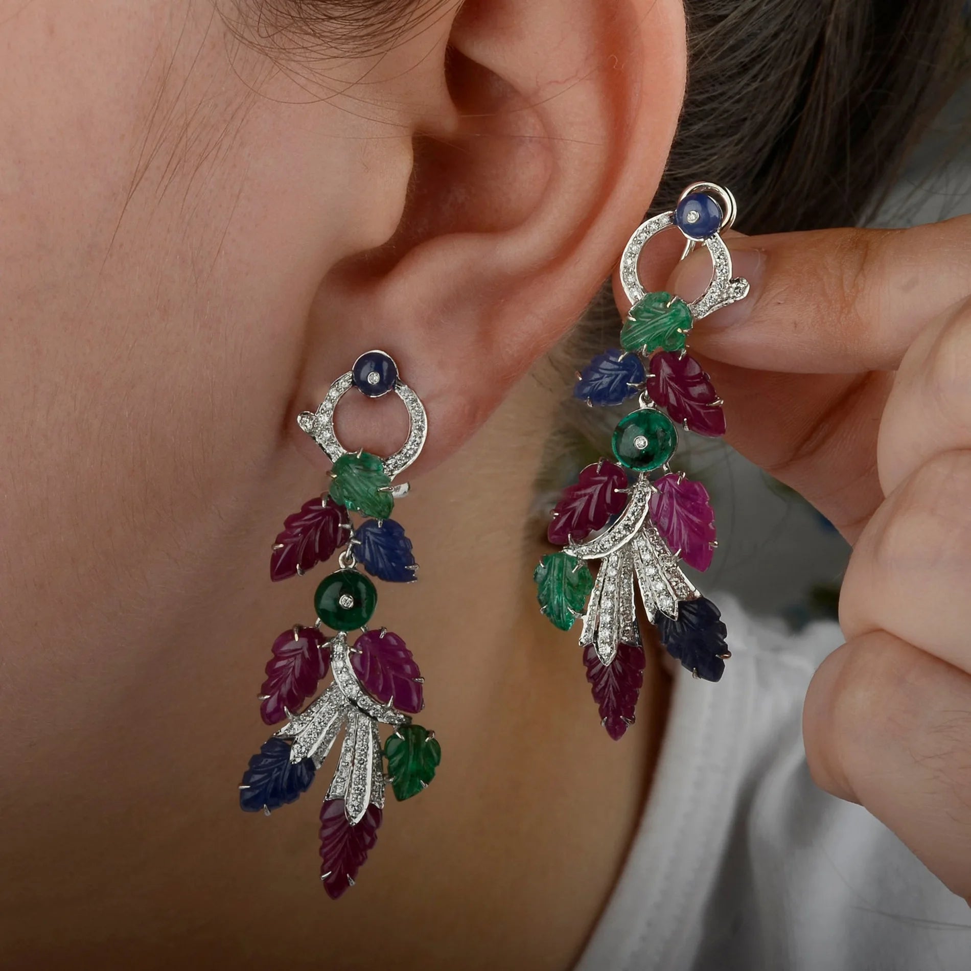 ZOCA Real 925 Sterling Silver Engraved Gemstone Drop Earring for Women Colorful Fruit New Earrings Fine Luxury Jewelry