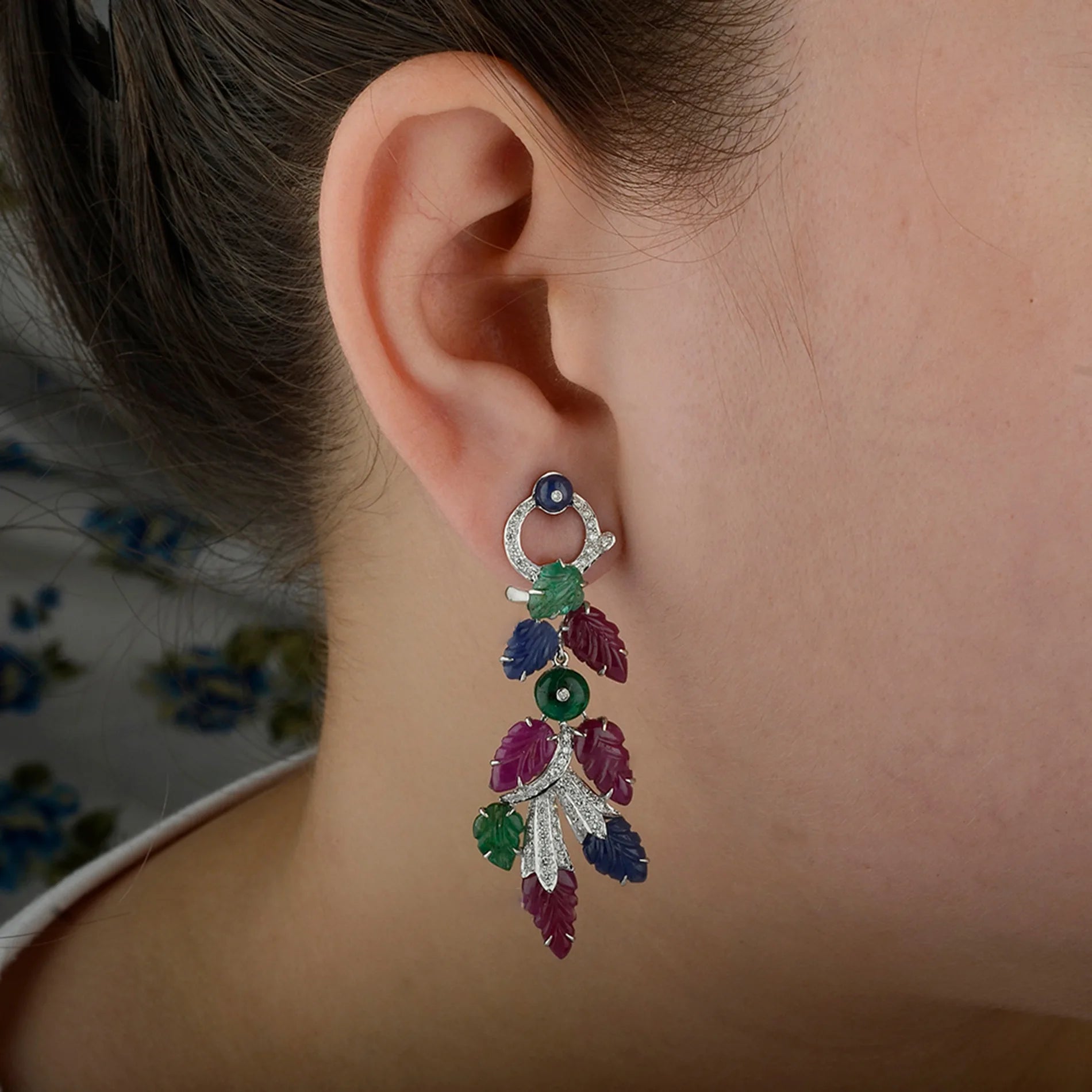 ZOCA Real 925 Sterling Silver Engraved Gemstone Drop Earring for Women Colorful Fruit New Earrings Fine Luxury Jewelry