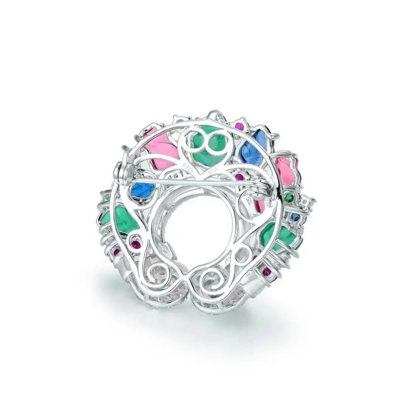 ZOCA Unique Engraved Gemstone Top Brand Luxury 925 Sterling Silver Brooch Also Necklace Two Use For Women Jewelry