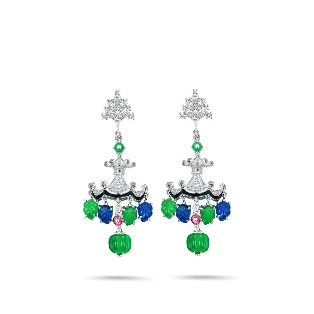 ZOCA Earrings For Women Fancy Green and Red Color CZ Zircon 925 Sterling Silver Women's Earrings Fine Jewelry Wholesale