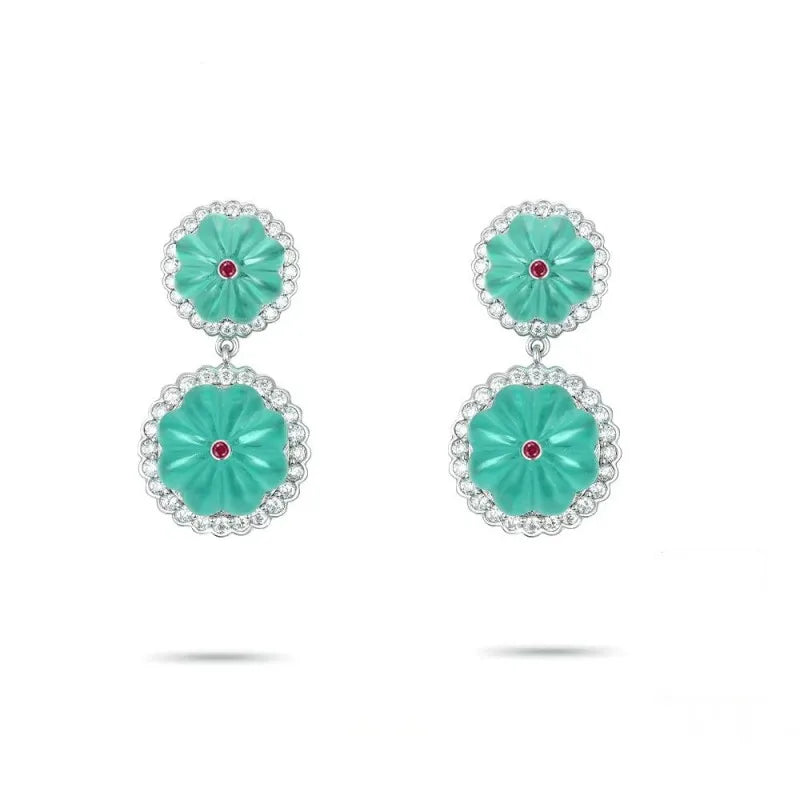 ZOCA Pumpkin Shaped High-End 925 Sterling Silver Temperament Emerald Inlaid Zircon Earrings For Women'S Jewelry