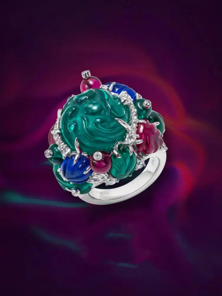 ZOCA Unique Engraved Gemstone Top Brand Luxury 925 Sterling Silver Ring for Women Woman Rings
