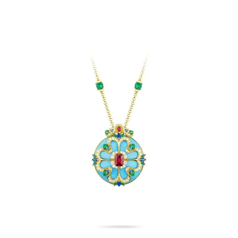 ZOCA Light Blue Cluster Flower Pendant Luxury Necklace 925 Sterling Silver Flower Charm Jewelry Exquisite Gift
