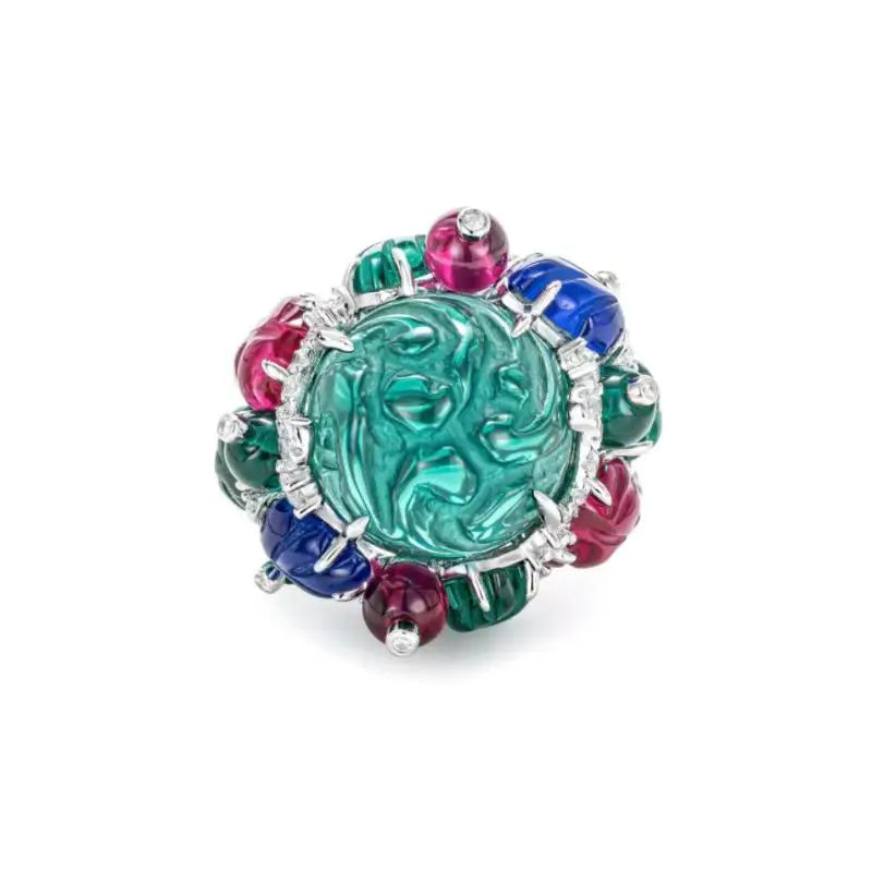 ZOCA Unique Engraved Gemstone Top Brand Luxury 925 Sterling Silver Ring for Women Woman Rings