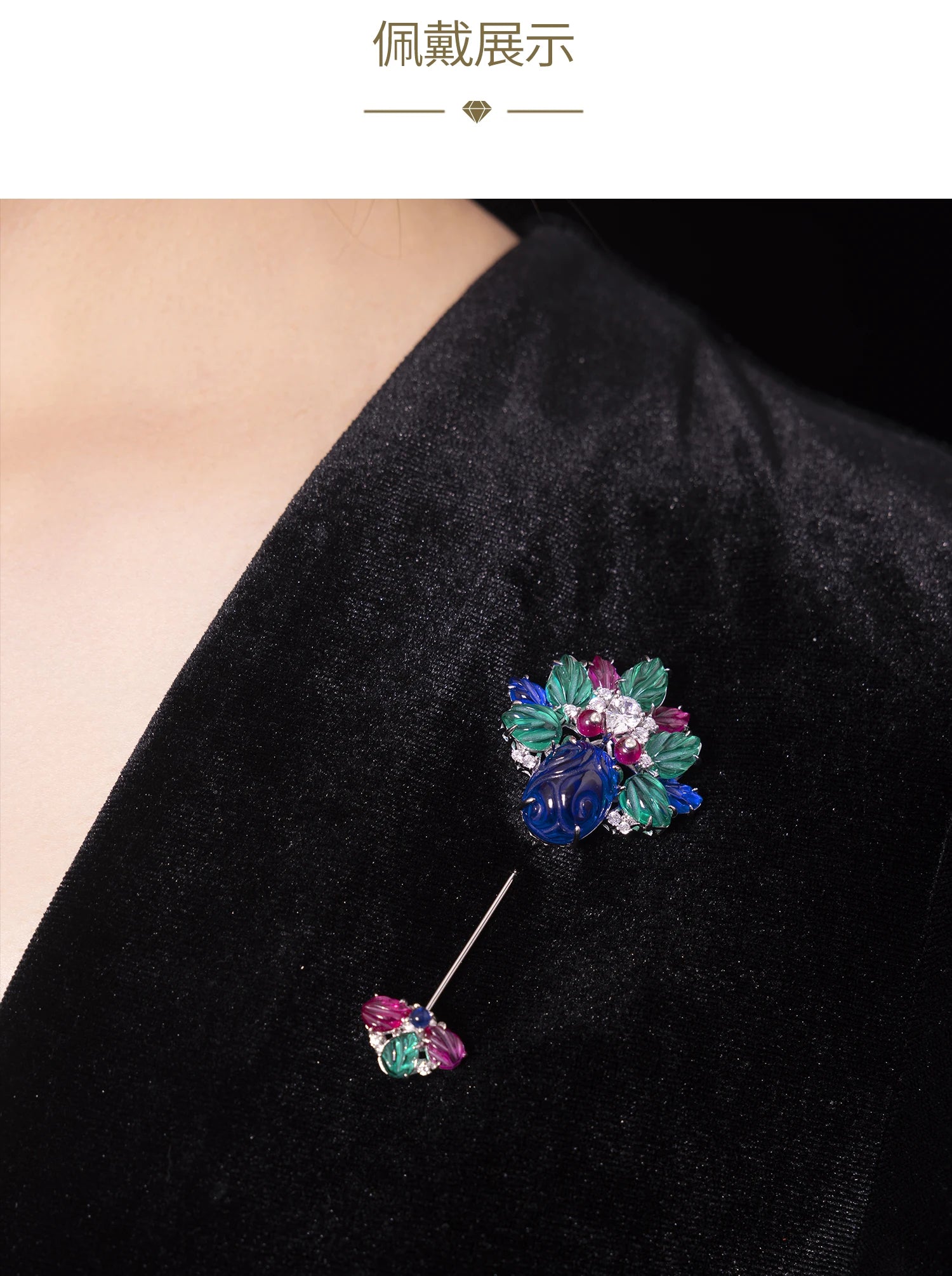ZOCA Luxury 925 Sterling Silver Brooch for Women Engraved Gemstone Top Brand Unique Fashion Jewelry Accessory
