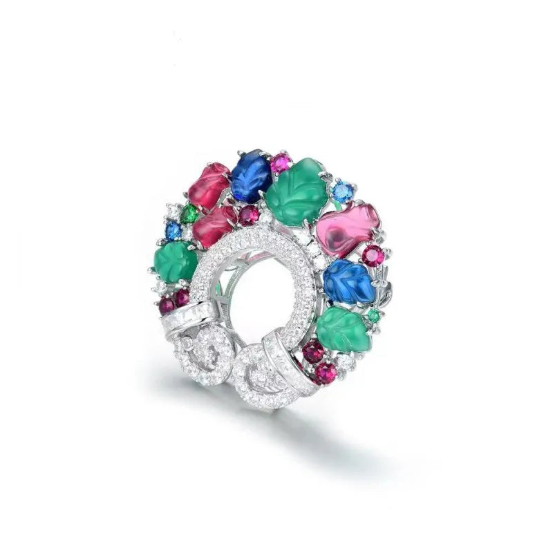 ZOCA Unique Engraved Gemstone Top Brand Luxury 925 Sterling Silver Brooch Also Necklace Two Use For Women Jewelry