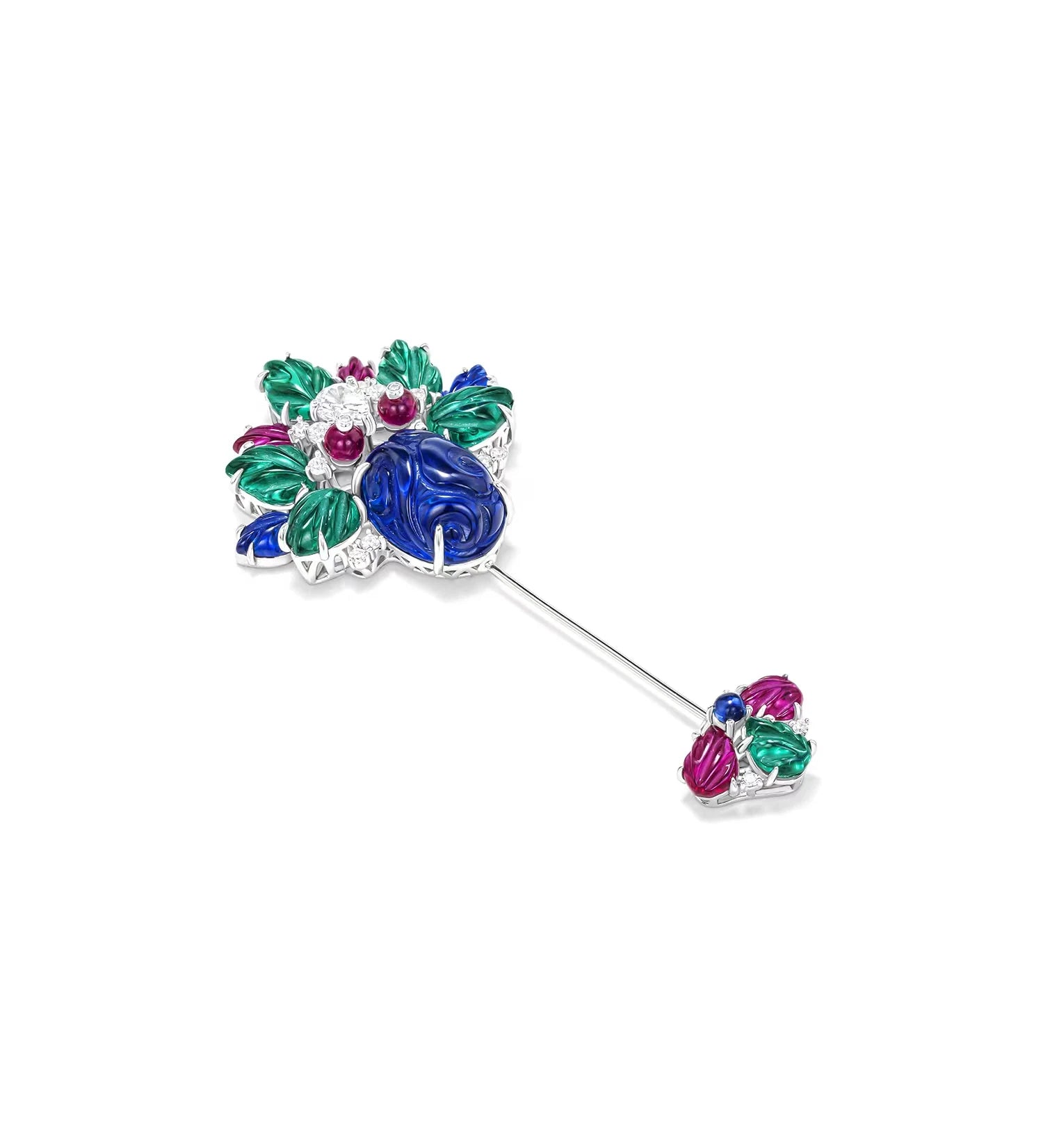 ZOCA Luxury 925 Sterling Silver Brooch for Women Engraved Gemstone Top Brand Unique Fashion Jewelry Accessory