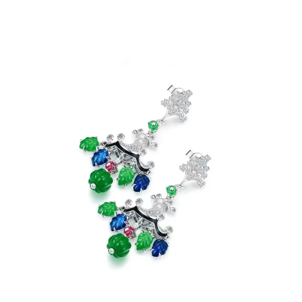 ZOCA Earrings For Women Fancy Green and Red Color CZ Zircon 925 Sterling Silver Women's Earrings Fine Jewelry Wholesale