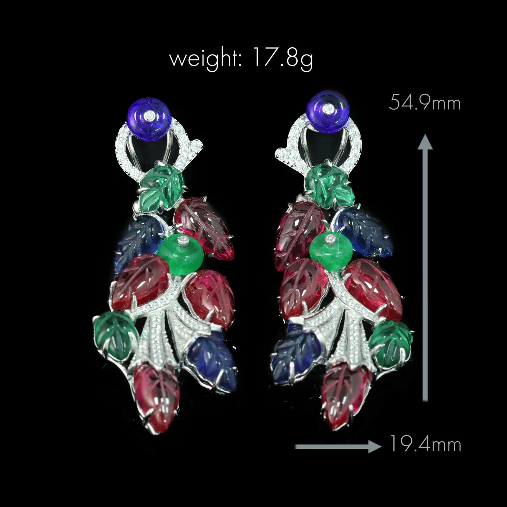 ZOCA Real 925 Sterling Silver Engraved Gemstone Drop Earring for Women Colorful Fruit New Earrings Fine Luxury Jewelry