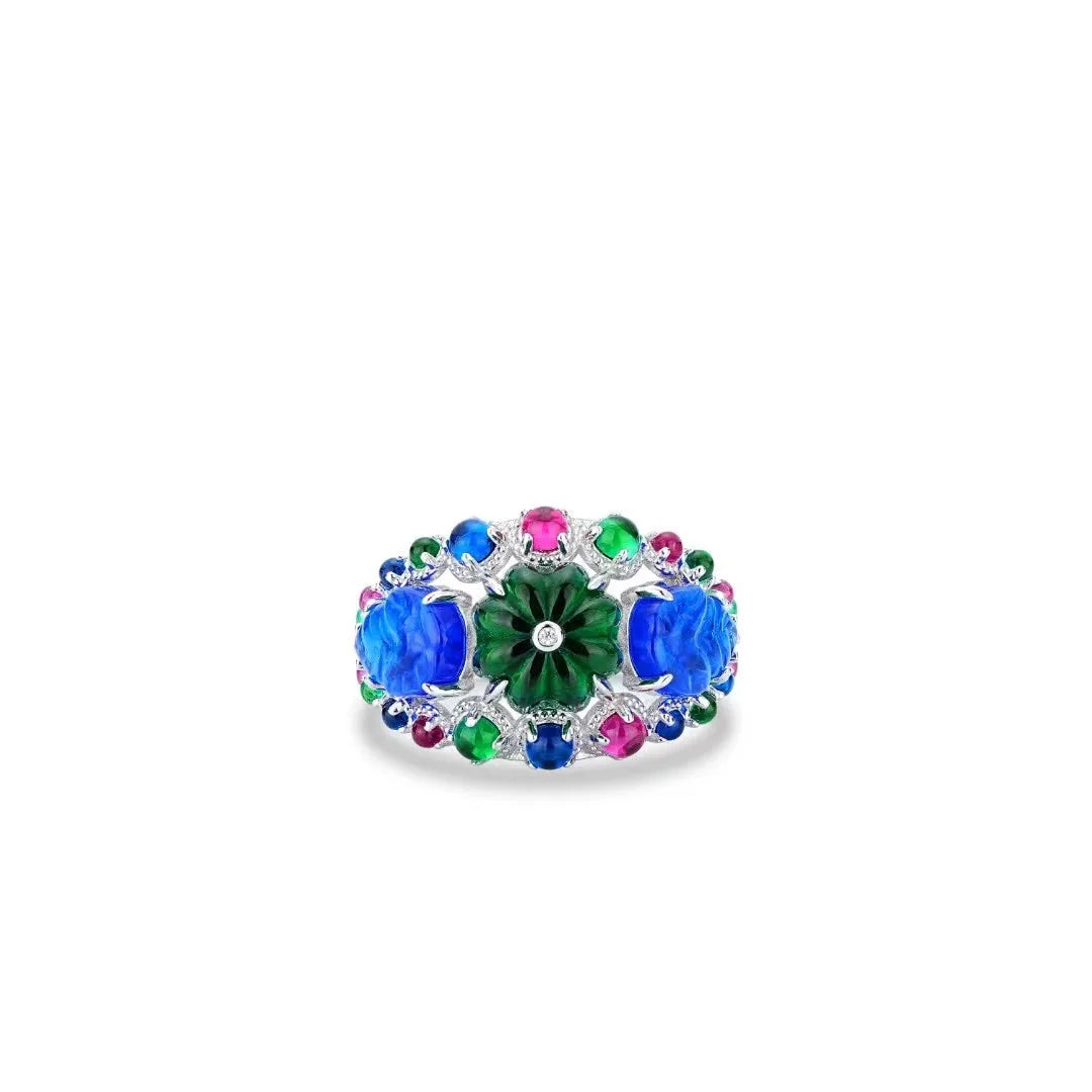 ZOCA Unique Engraved Gemstone Colorful Fruit Luxury 925 Sterling Silver Ring For Women Woman Rings Fine Jewelry