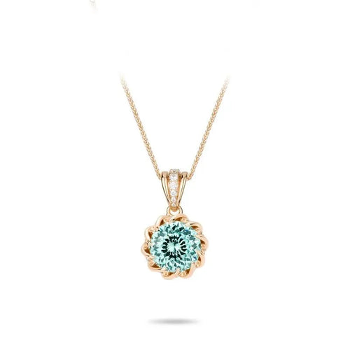ZOCA 100% 925 Sterling Silver Round Cut Zirconia Gemstone Sparkling Lotus  Fine Pendant Necklace For Women Jewelry Wholesale