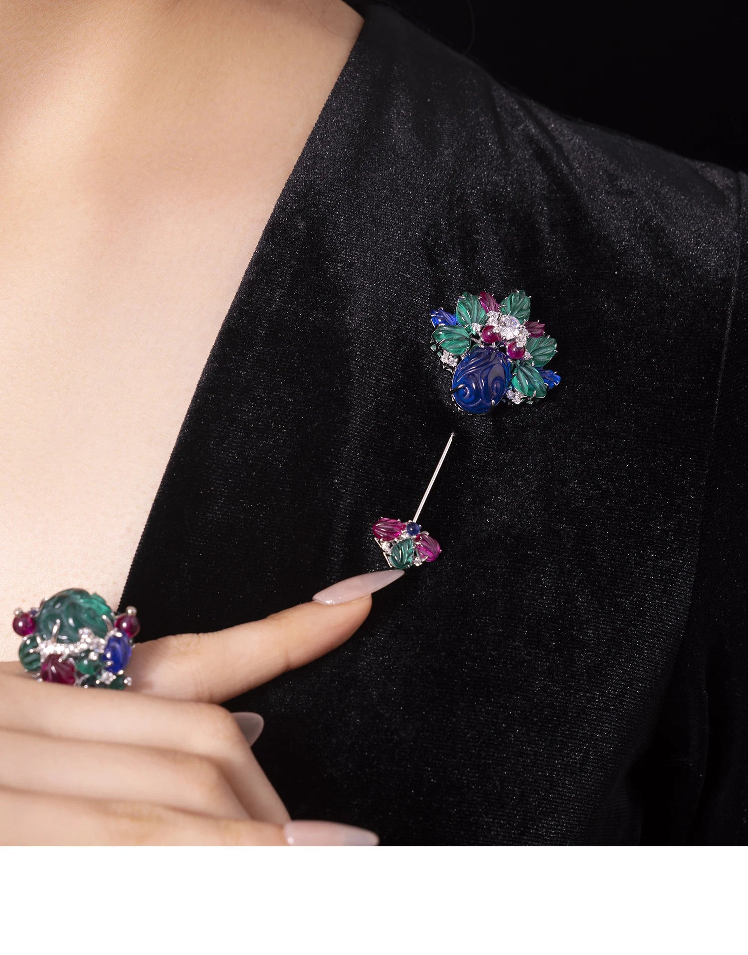 ZOCA Luxury 925 Sterling Silver Brooch for Women Engraved Gemstone Top Brand Unique Fashion Jewelry Accessory