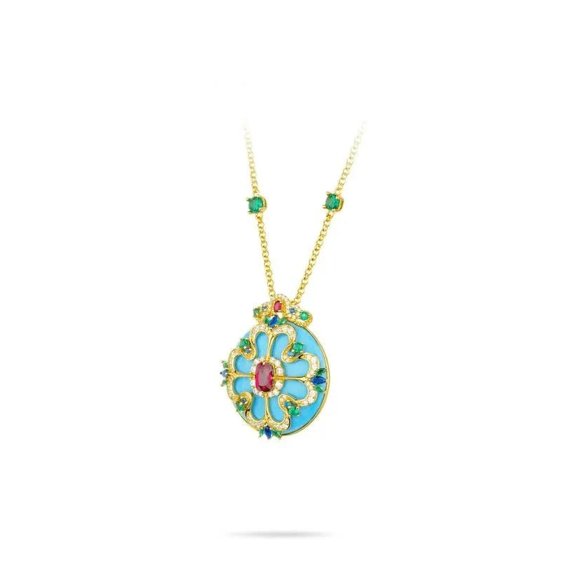 ZOCA Light Blue Cluster Flower Pendant Luxury Necklace 925 Sterling Silver Flower Charm Jewelry Exquisite Gift